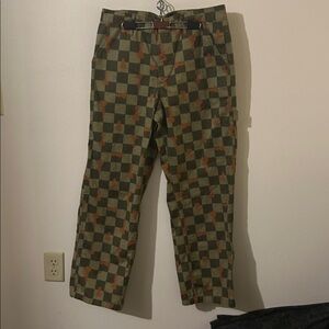 BDG Urban Outfitters Funky Green/Orange Checkerboard Carpenter Cargo .Pants..29"